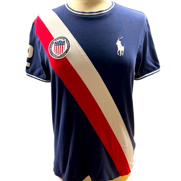 Polo Ralph Lauren USA Crew Neck TShirt women’s size small cotton decals Logos - Picture 1 of 9